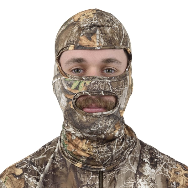 Stretch Fit Full Head Net In Spandex With 2 Holes, Realtree Edge